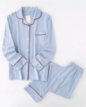 Light Blue Pajama Set With Red Linings | Nayeon - Twice