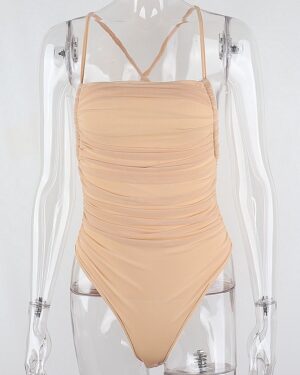 Beige Cross Back Bodysuit | Yuna - ITZY