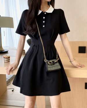 Black Doll Dress With White Collar | Jisoo - BlackPink