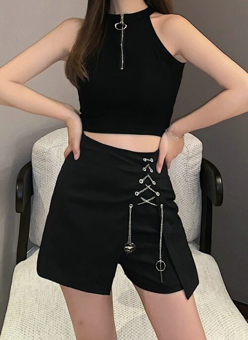 Black Skort With Chain Detail |  Dami – Dreamcatcher