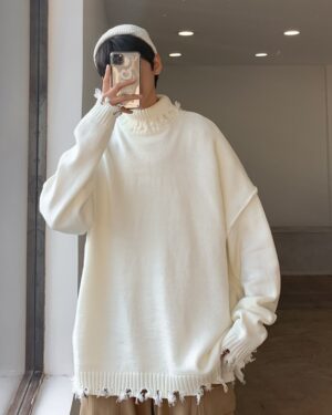 White Raw Edge Sweater | Hoshi - Seventeen