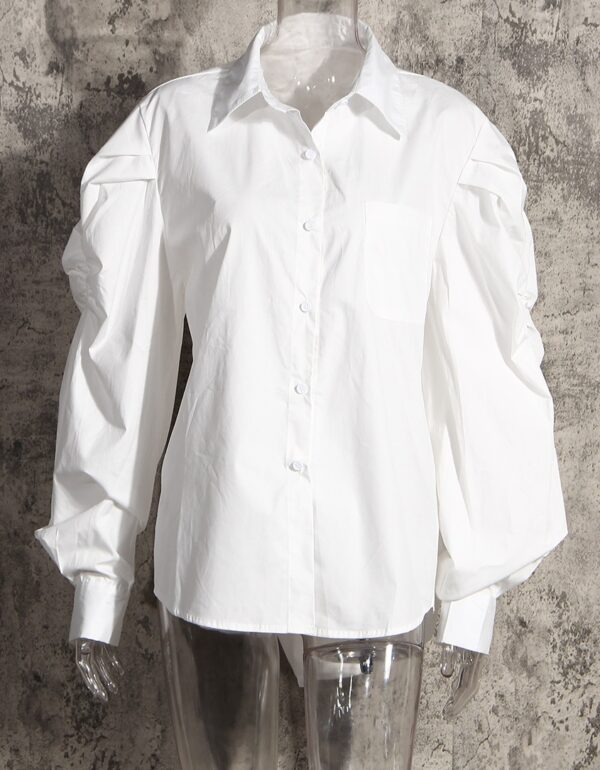 White Puffed Sleeve Shirt | Mia - Everglow