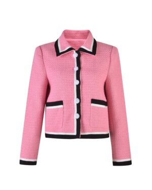 Pink Collared Tweed Jacket | Nayeon - Twice