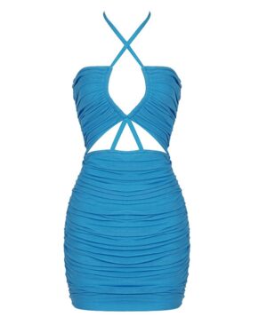 Blue Pleated Halter Dress | Taeyeon - Girls Generation