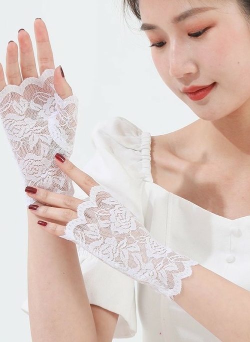 White Floral Lace Gloves | RM - BTS