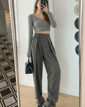 Grey Drape Mopping Pants | Yuna - ITZY