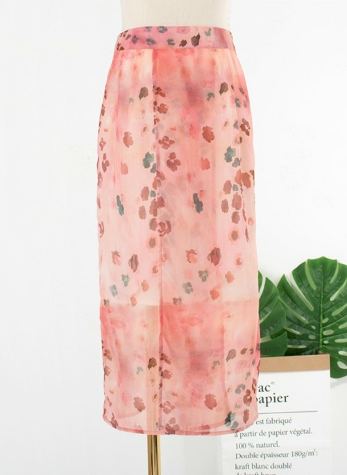 Pink Chiffon Floral Skirt | Yoon Se Ri - Crashlanding On You