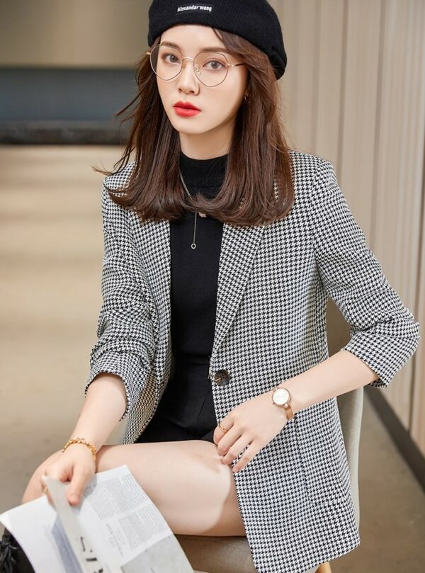 Black And White Fine Houndstooth Suit Blazer Jacket | Tiffany - Girls Generation - Image 3