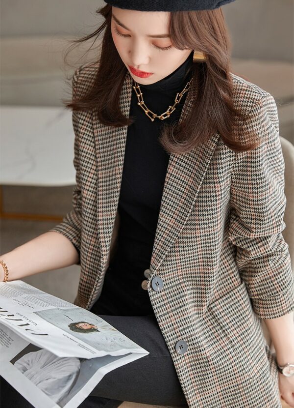 Black And White Fine Houndstooth Suit Blazer Jacket | Tiffany - Girls Generation - Image 4