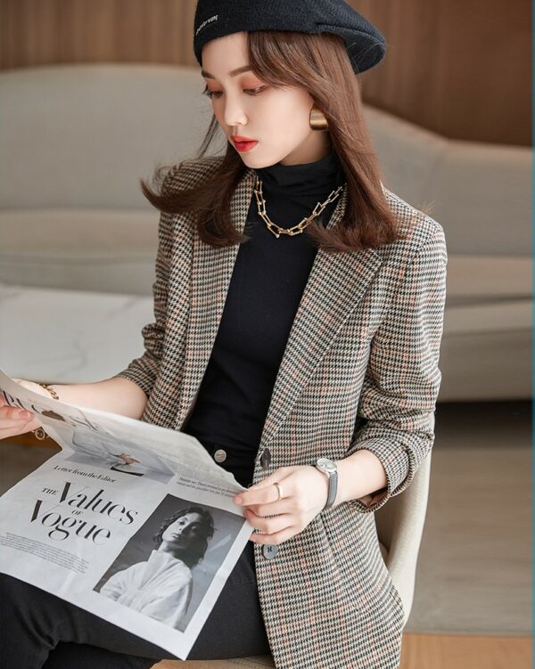 Black And White Fine Houndstooth Suit Blazer Jacket | Tiffany - Girls Generation - Image 5