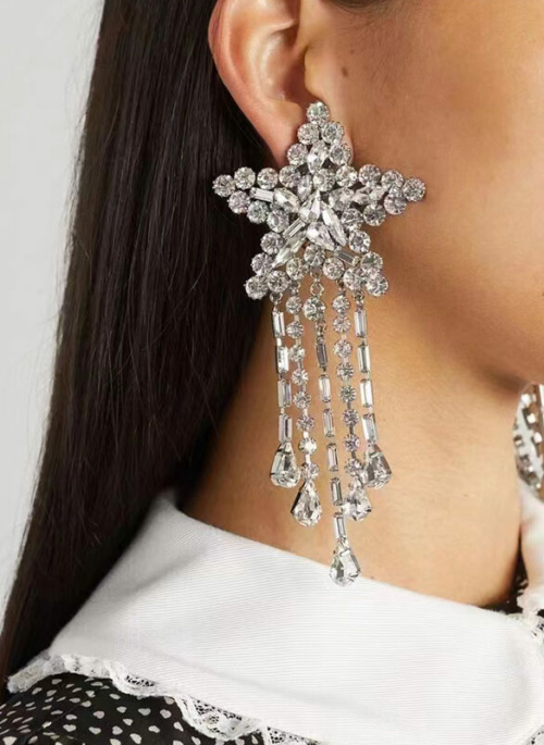 Silver Dangling Star Earrings | Haerin – NewJeans