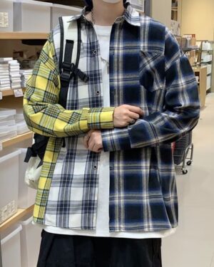 Multicolored Triple Plaid Pattern Shirt | Suga - BTS