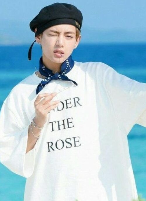 White ‘Under The Rose’ Print T-Shirt | Taehyung – BTS