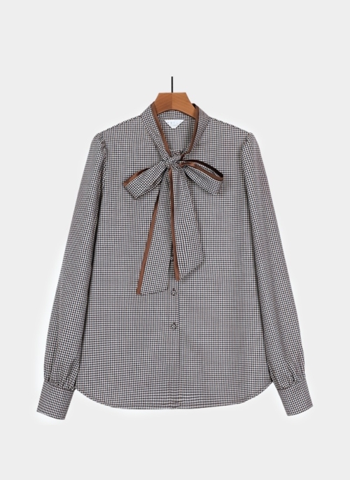 Brown Plaid Bow-Tie Blouse | Jisoo – BlackPink