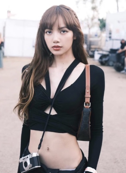 Black Hollow Long Sleeve Crop Top | Lisa – BlackPink