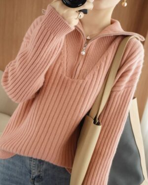 Pink Wide Collared Sweater | Jungwon - Enhypen