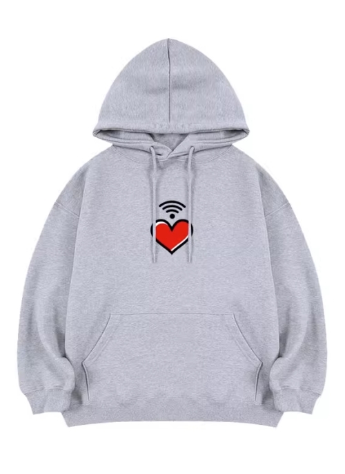 Grey Heart Printed Hoodie | Seungmin - Stray Kids