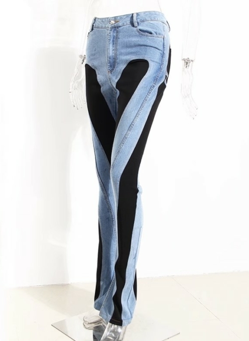 Blue Contrasting Pattern Jeans | J – STAYC