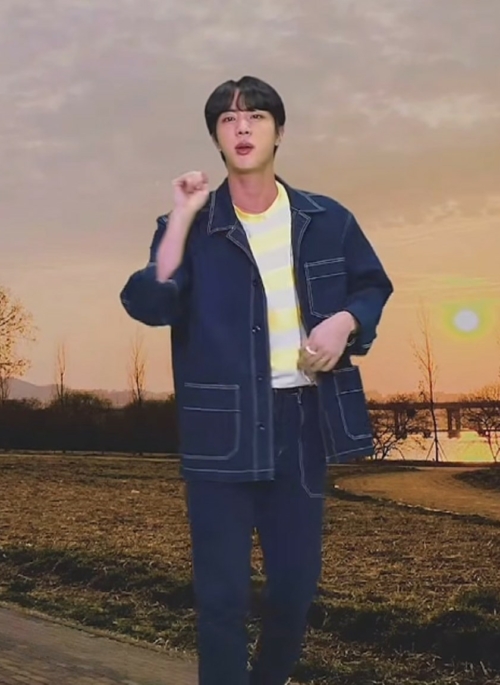 Blue Denim Jacket With Pocket Details | Jin – BTS