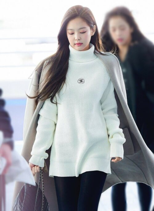 White Turtleneck Sweater Dress | Jennie – BlackPink