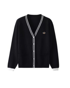 Black Kashmir Low V-Neck Cardigan | Jaehyun - NCT