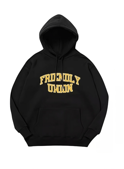 Black ‘Friendly Union’ Print Hoodie | Seungmin – Stray Kids