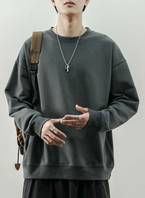 Grey Crew Neck Sweatshirt | Changbin – Stray Kids