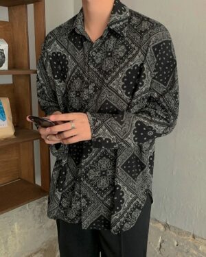 Black Long Sleeve Bandana Shirt | Seonghwa - ATEEZ