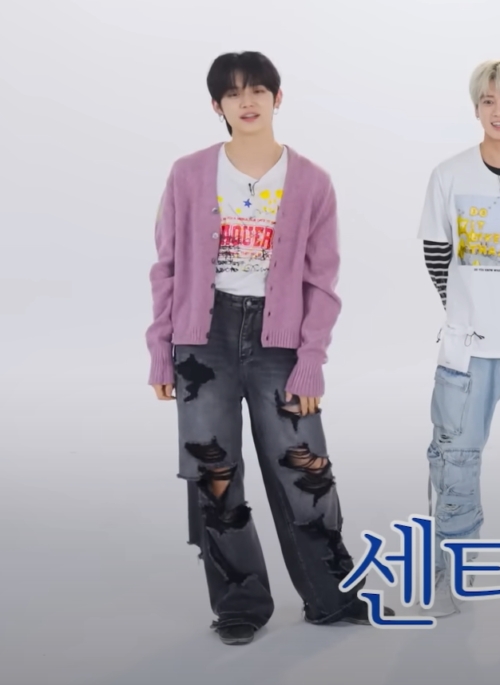 Black Washed Tattered Denim Jeans | Yeonjun - TXT