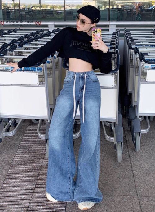 Blue Drawstring Wide Leg Jeans | Nayeon – Twice