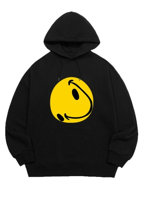 Black Distorted Smiley Face Hoodie | Suga - BTS