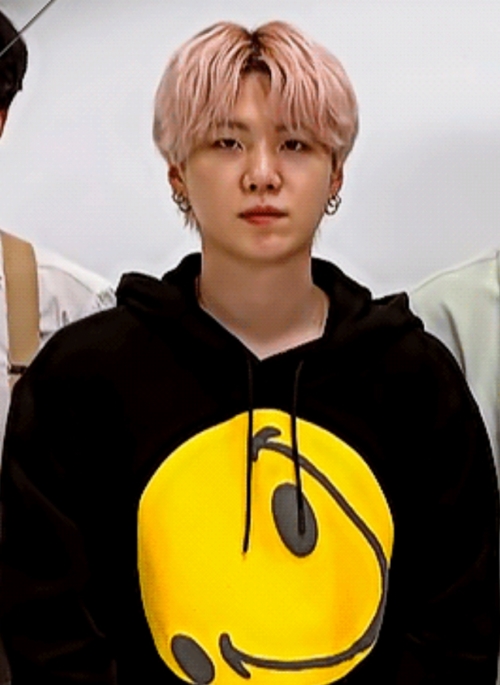 Black Distorted Smiley Face Hoodie | Suga - BTS