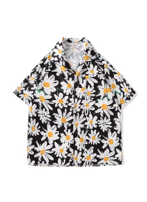 Black Daisy Pattern Shirt | Doyoung - Treasure