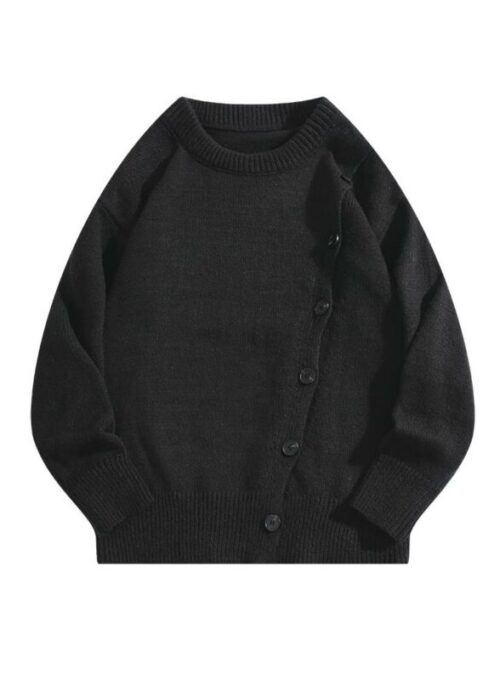 Black Slant Buttons Sweater | Baek Hyun Woo - Queen Of Tears