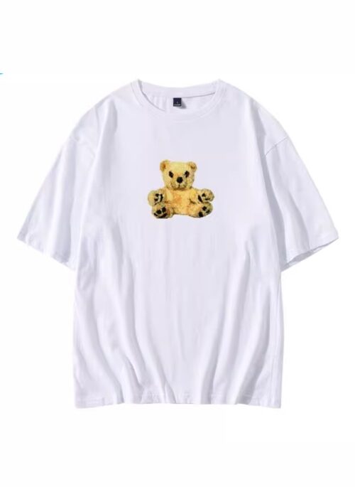 White Teddy Bear Plushie Print T-Shirt | Ahyeon – BabyMonster