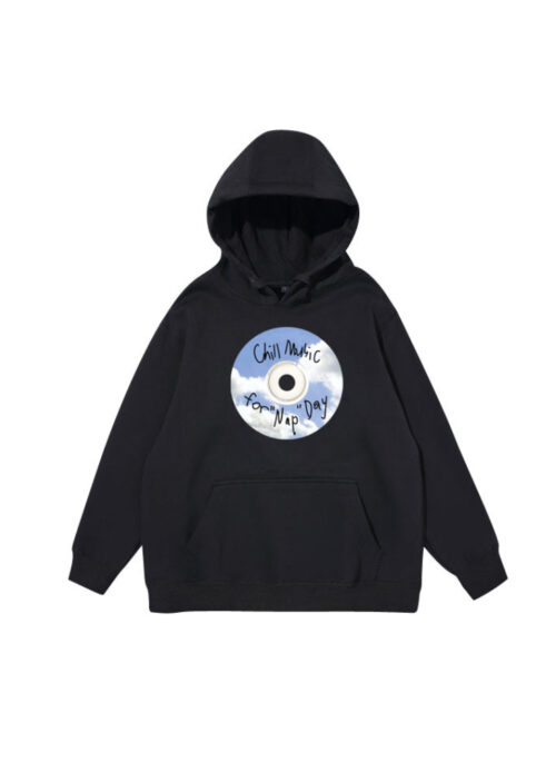 Black 'Chill Music' Printed Hoodie | Mingyu - Seventeen