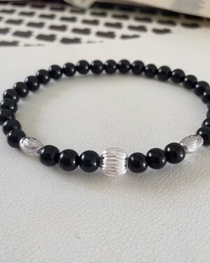 Black And Silver Beaded Bracelet | Jungkook - BTS