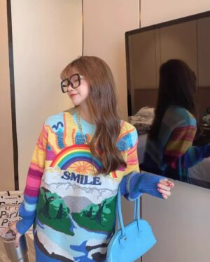 Multicolored Smile Rainbow Sweater | Ryujin - ITZY