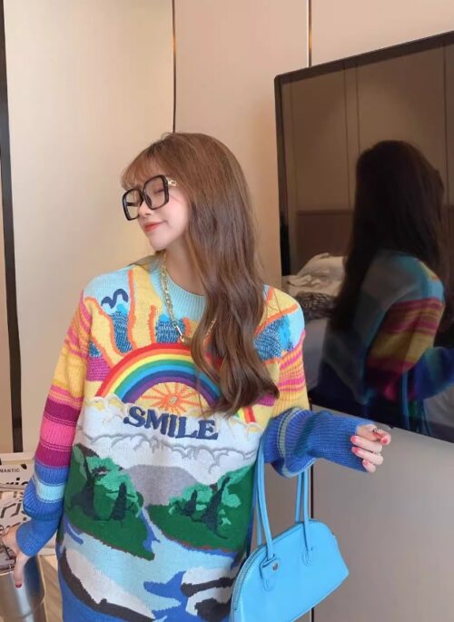 Multicolored Smile Rainbow Sweater | Ryujin - ITZY