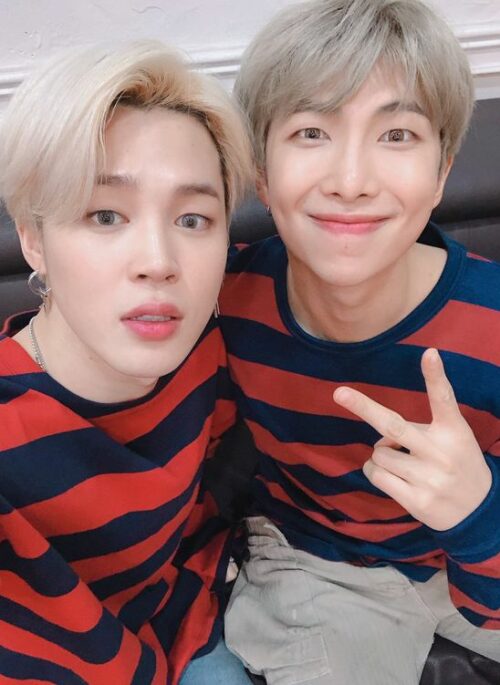 Red And Blue Stripes Long Sleeve T-Shirt | RM - BTS