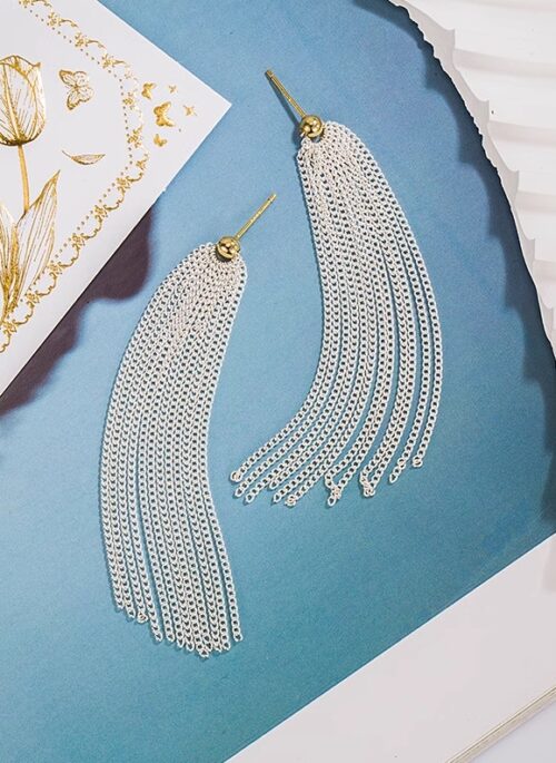 Silver  Ball Tassel Earrings | Hong Hae In - Queen Of Tears