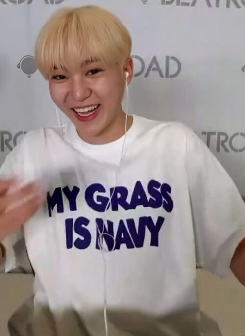 White 'My Grass Is Navy' T-Shirt | Seungkwan - Seventeen