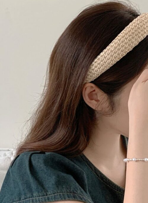 Beige Weaved Thick Headband | Wonyoung - IVE