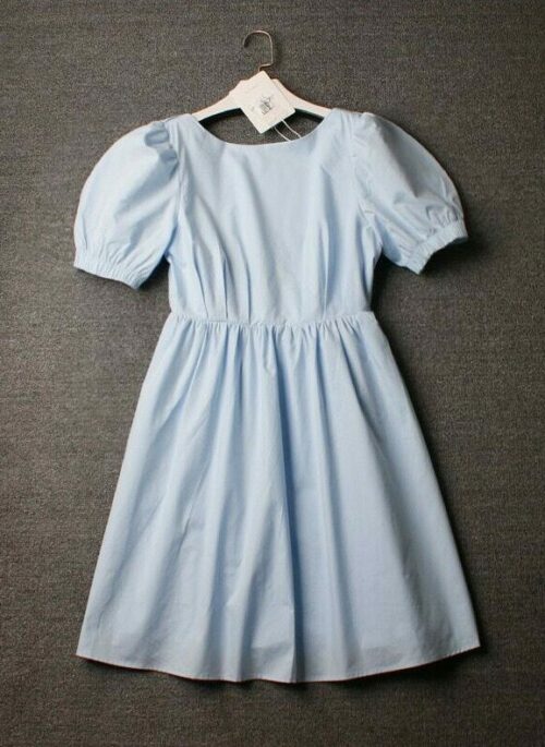 Blue Puff Sleeve A-Line Dress | Sihyeon - Everglow