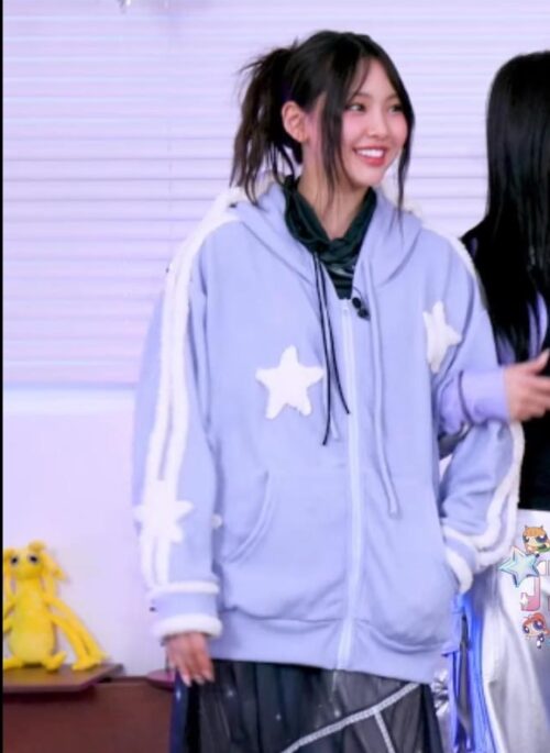 Blue Stars And Angel Hood Jacket | Hyein - NewJeans