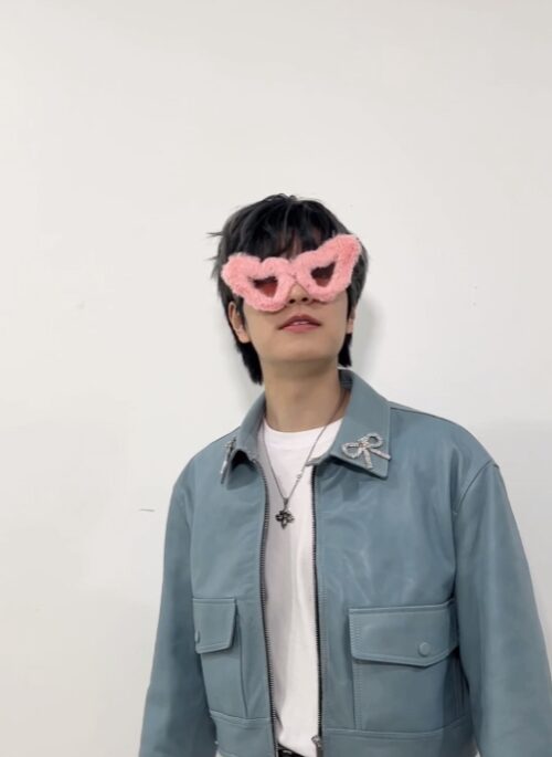 Pink Fur Heart Sunglasses | Seungmin - Stray Kids