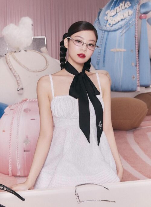 Silver Frame Crystal Embellished Glasses | Jennie - BlackPink