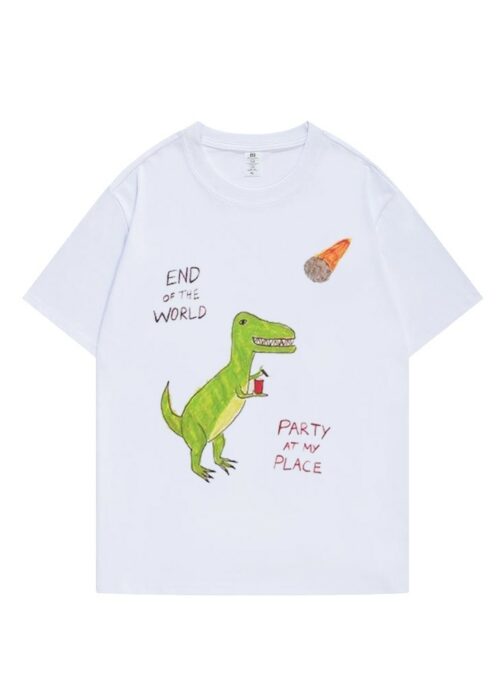 White ‘End Of The World’ Dinosaur T-Shirt | Nayeon – Twice