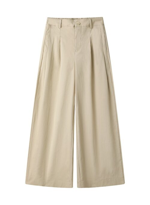 Beige Pleated Wide Leg Pants | Rose – BlackPink