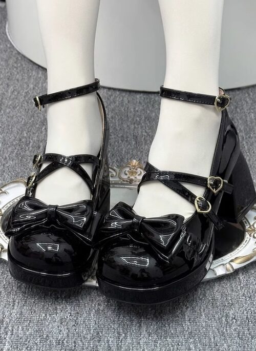 Black Bow Mary Jane Shoes | Hinata - XG